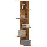 Wall Corner Shelf Old Wood 36.5x36.5x140 cm Engineered Wood