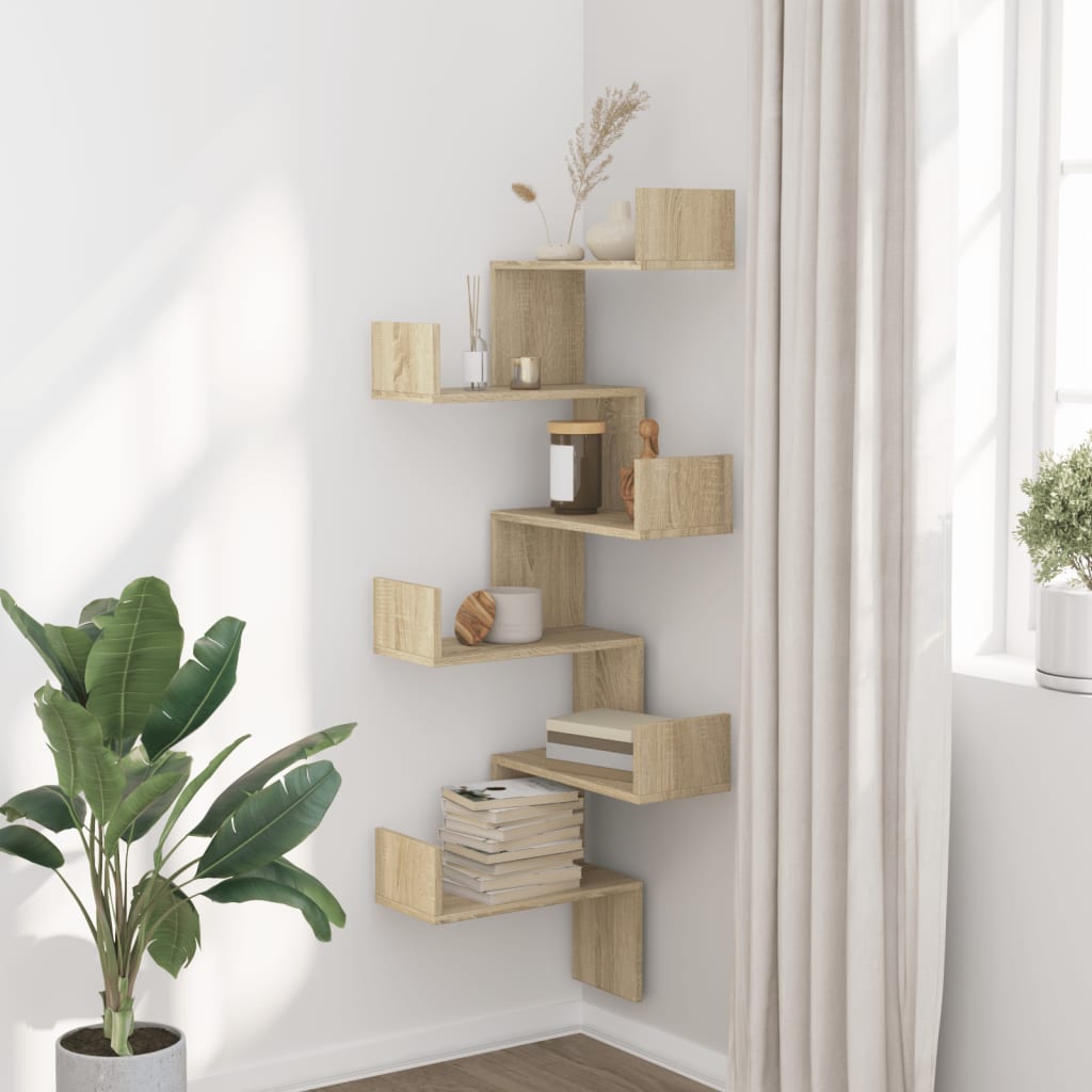 Wall Corner Shelf Sonoma Oak 45x45x147 cm Engineered Wood