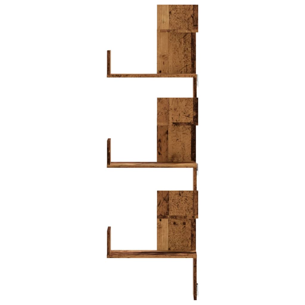 Wall Corner Shelf Old Wood 45x45x147 cm Engineered Wood