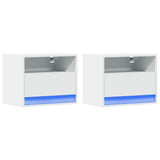 Wall-mounted Bedside Cabinets with LED Lights 2 pcs White