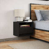 Wall-mounted Bedside Cabinet with LED Lights Black