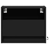 Wall-mounted Bedside Cabinet with LED Lights Black