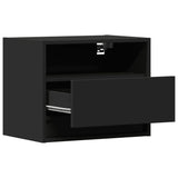 Wall-mounted Bedside Cabinet with LED Lights Black