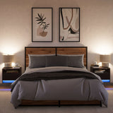 Wall-mounted Bedside Cabinets with LED Lights 2 pcs Black