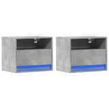 Wall-mounted Bedside Cabinets with LED Lights 2 pcs Concrete Grey