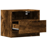 Wall-mounted Bedside Cabinets with LED Lights 2 pcs Smoked Oak