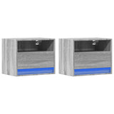 Wall-mounted Bedside Cabinets with LED Lights 2 pcs Grey Sonoma