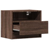 Wall-mounted Bedside Cabinet with LED Lights Brown Oak