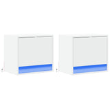 Wall-mounted Bedside Cabinets with LED Lights 2 pcs White