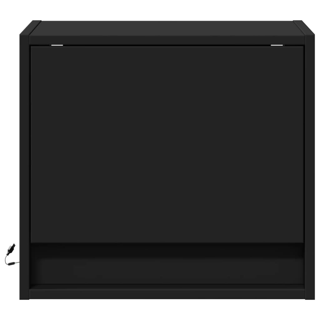 Wall-mounted Bedside Cabinet with LED Lights Black