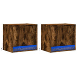 Wall-mounted Bedside Cabinets with LED Lights 2 pcs Smoked Oak