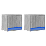 Wall-mounted Bedside Cabinets with LED Lights 2 pcs Grey Sonoma