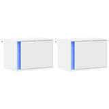 Wall-mounted Bedside Cabinets with LED Lights 2 pcs White