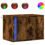 Wall-mounted Bedside Cabinets with LED Lights 2 pcs Smoked Oak