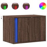 Wall-mounted Bedside Cabinet with LED Lights Brown Oak