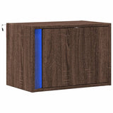 Wall-mounted Bedside Cabinet with LED Lights Brown Oak