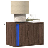 Wall-mounted Bedside Cabinets with LED Lights 2 pcs Brown Oak