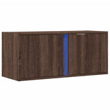 TV Wall Cabinet with LED Lights Brown Oak 80x31x35 cm