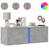 TV Wall Cabinet with LED Lights Concrete Grey 100x31x35 cm