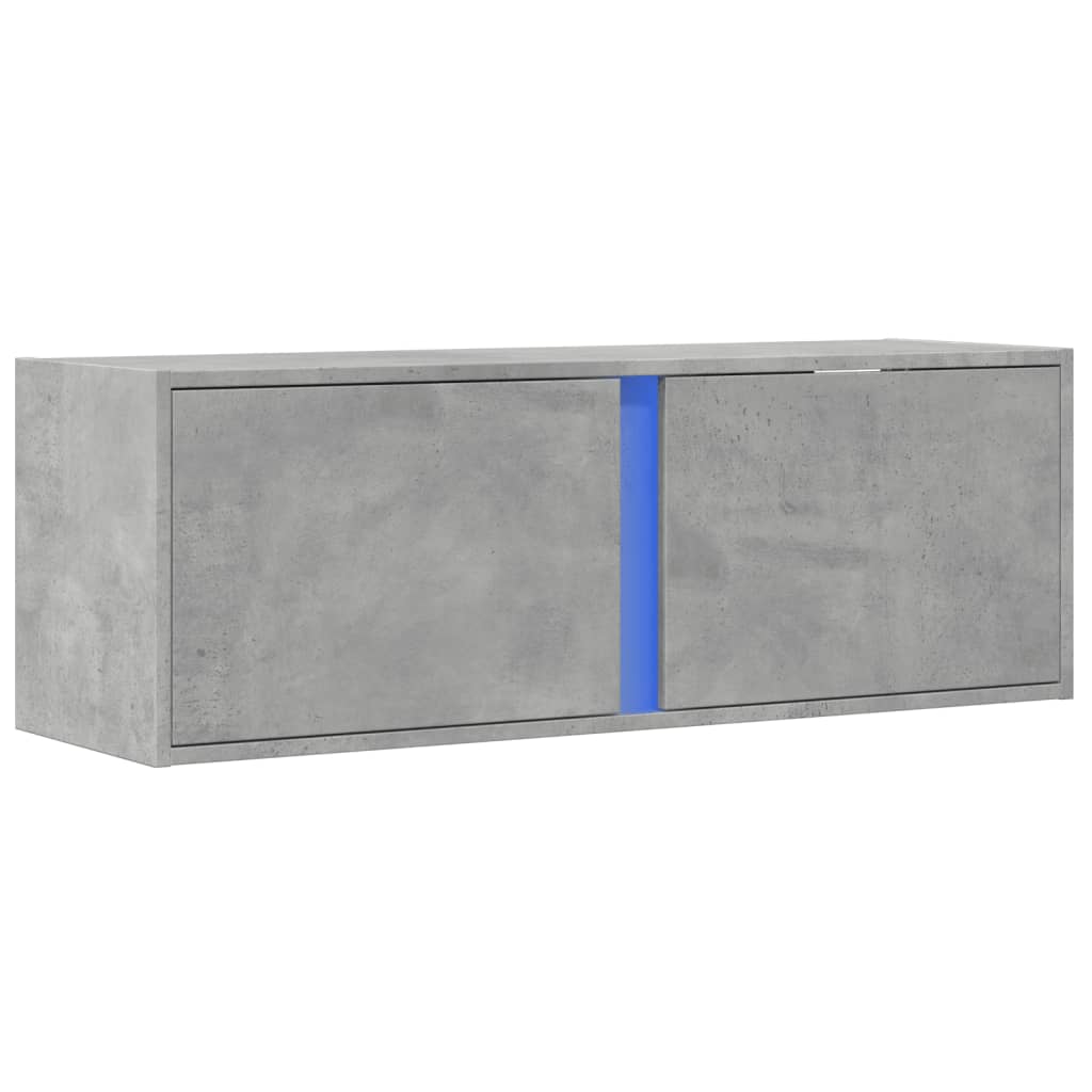 TV Wall Cabinet with LED Lights Concrete Grey 100x31x35 cm