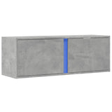 TV Wall Cabinet with LED Lights Concrete Grey 100x31x35 cm