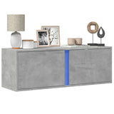 TV Wall Cabinet with LED Lights Concrete Grey 100x31x35 cm