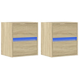 TV Wall Cabinets with LED Lights 2 pcs Sonoma Oak 41x31x45 cm