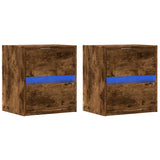 TV Wall Cabinets with LED Lights 2 pcs Smoked Oak 41x31x45 cm