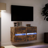 TV Wall Cabinets with LED Lights 2 pcs Smoked Oak 41x31x45 cm