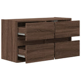 TV Wall Cabinet with LED Lights Brown Oak 80x31x45 cm