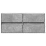 TV Wall Cabinet with LED Lights Concrete Grey 100x31x45 cm