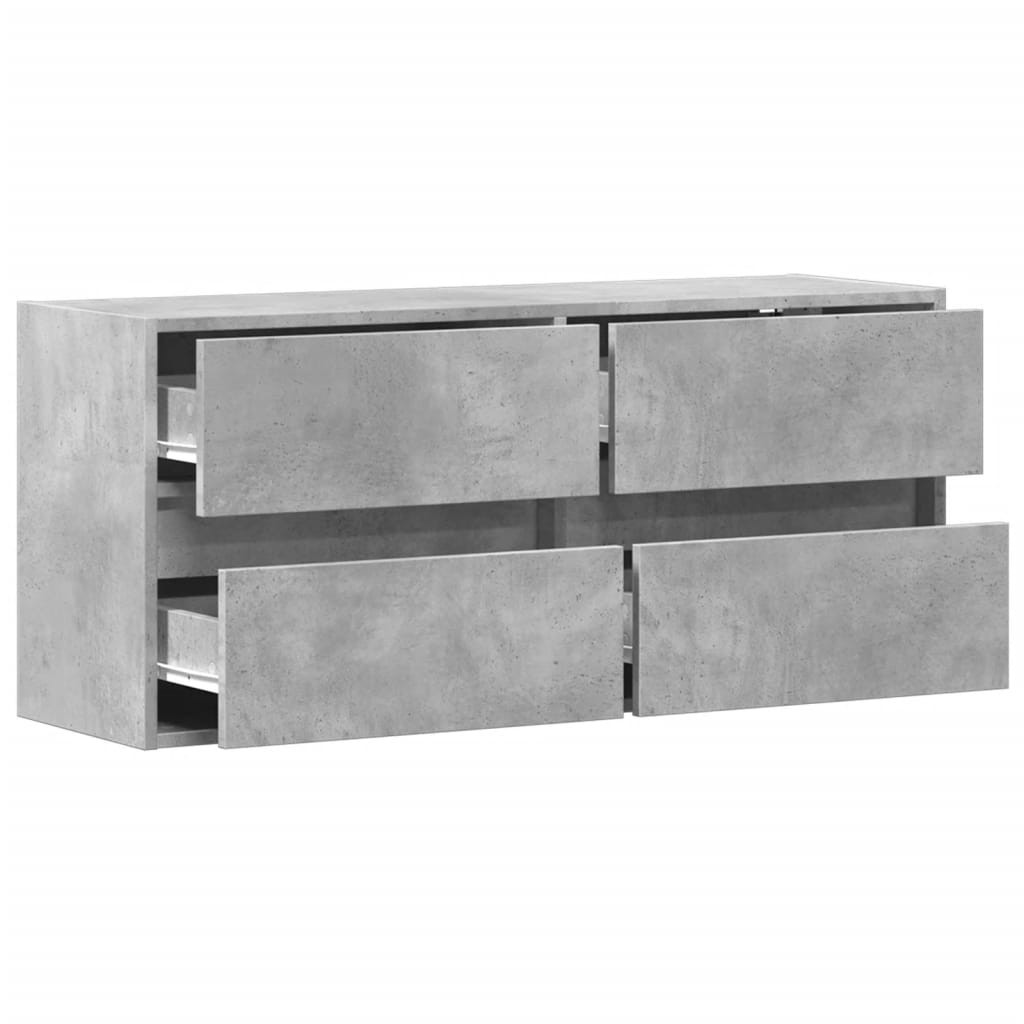 TV Wall Cabinet with LED Lights Concrete Grey 100x31x45 cm