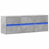 TV Wall Cabinet with LED Lights Concrete Grey 130x31x45 cm