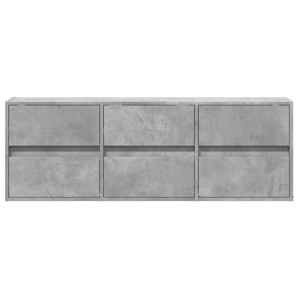 TV Wall Cabinet with LED Lights Concrete Grey 130x31x45 cm