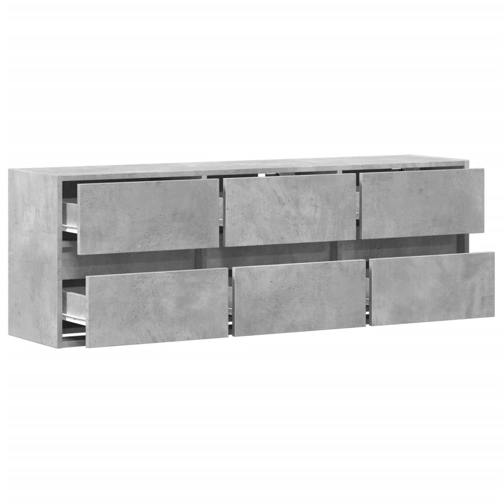 TV Wall Cabinet with LED Lights Concrete Grey 130x31x45 cm