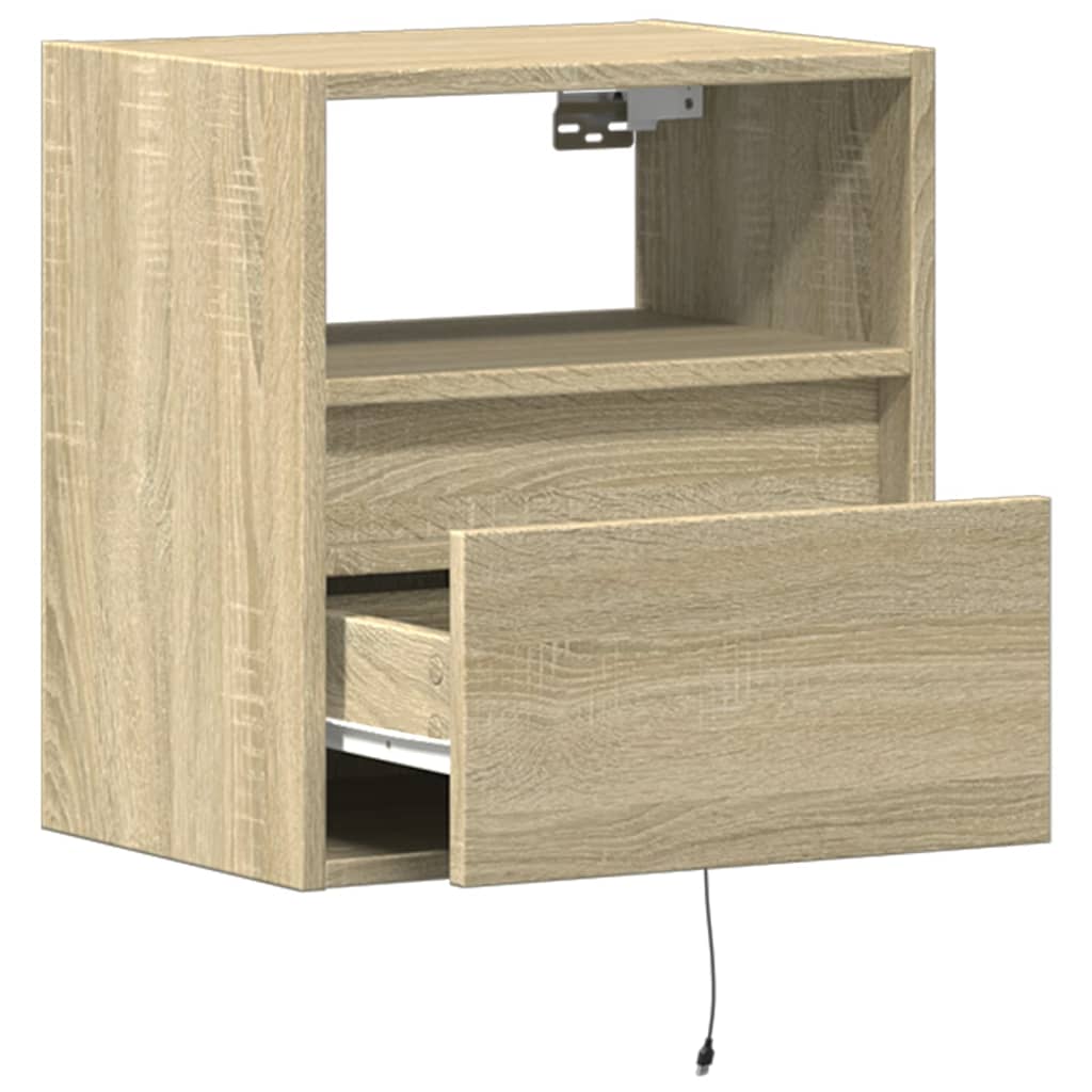 TV Wall Cabinets with LED Lights 2 pcs Sonoma Oak 41x31x45 cm