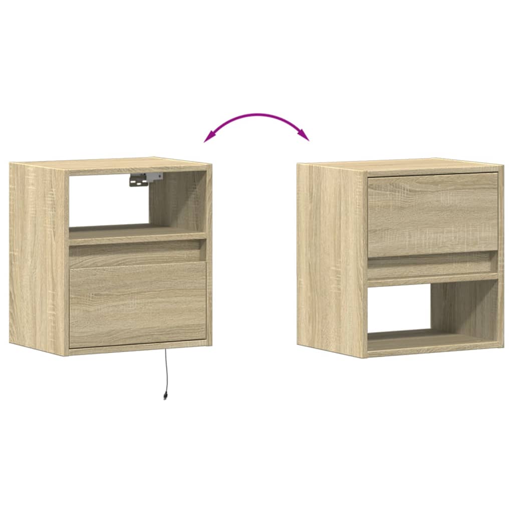 TV Wall Cabinets with LED Lights 2 pcs Sonoma Oak 41x31x45 cm