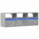 TV Wall Cabinet with LED Lights Concrete Grey 130x31x45 cm