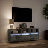 TV Wall Cabinet with LED Lights Concrete Grey 130x31x45 cm