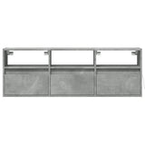 TV Wall Cabinet with LED Lights Concrete Grey 130x31x45 cm