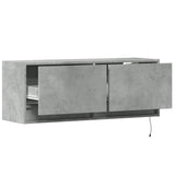 TV Wall Cabinet with LED Lights Concrete Grey 100x31x35 cm