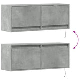 TV Wall Cabinet with LED Lights Concrete Grey 100x31x35 cm