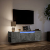 TV Wall Cabinet with LED Lights Concrete Grey 135x31x39.5 cm