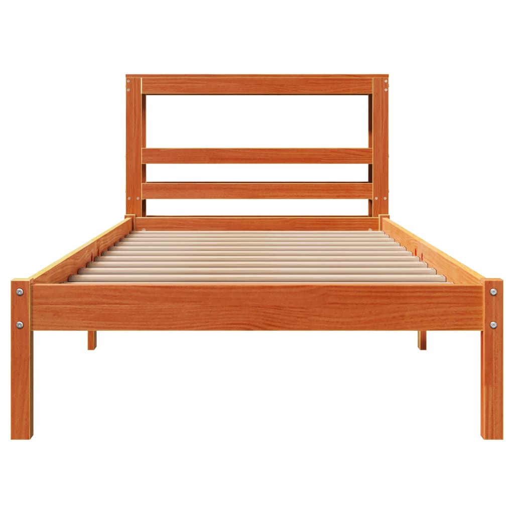 Bed Frame with Headboard without Mattress Wax Brown 90x190 cm Single