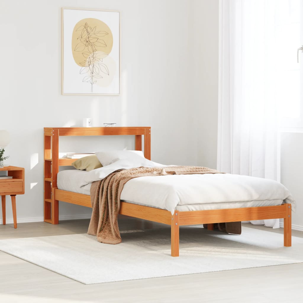 Bed Frame with Headboard without Mattress Wax Brown 90x190 cm Single