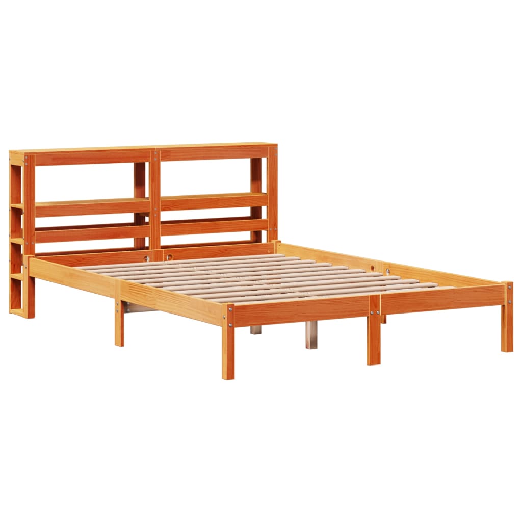 Bed Frame with Headboard without Mattress Wax Brown 140x190 cm