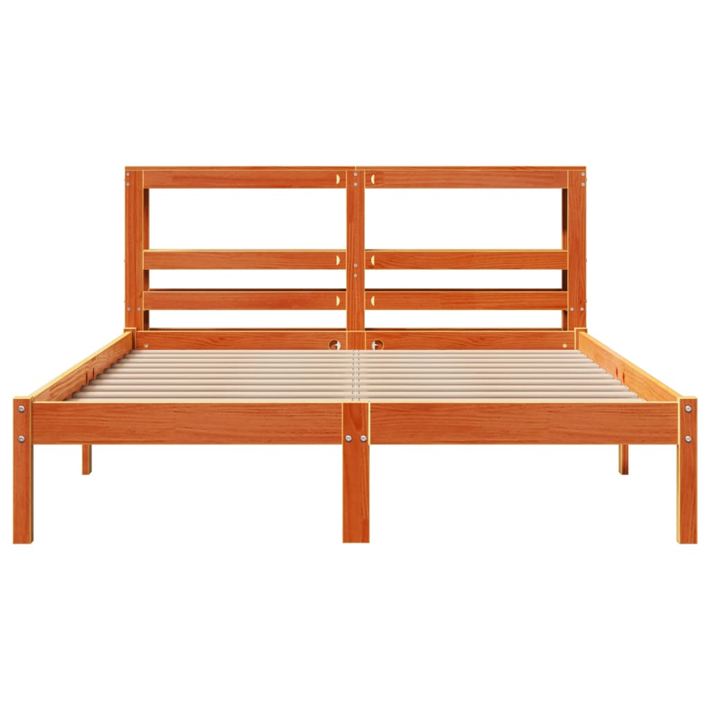 Bed Frame with Headboard without Mattress Wax Brown 140x190 cm