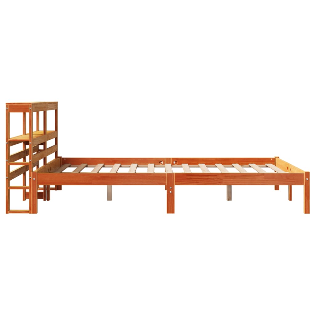 Bed Frame with Headboard without Mattress Wax Brown 140x190 cm