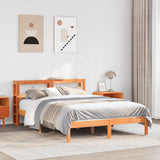 Bed Frame with Headboard without Mattress Wax Brown 140x190 cm