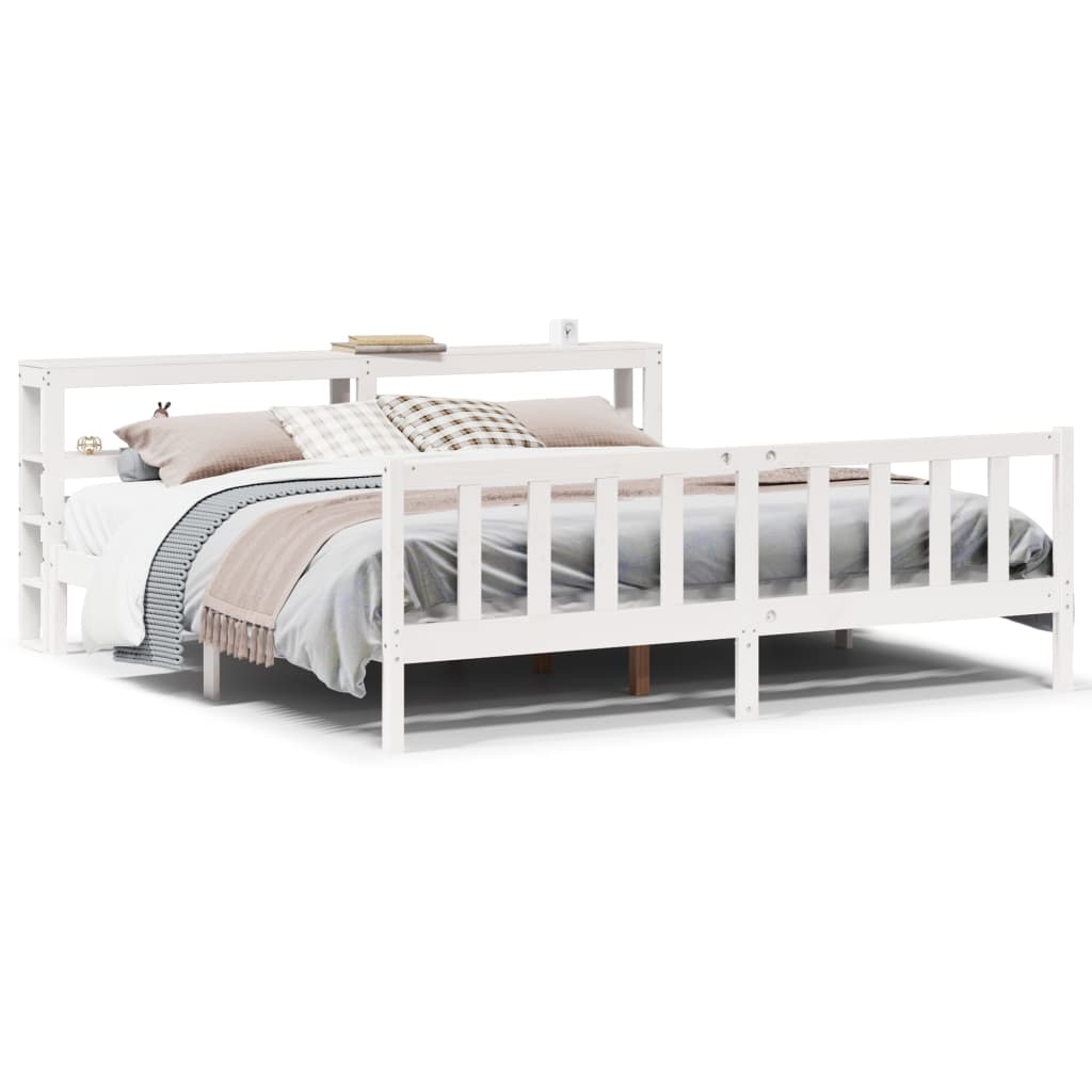 Bed Frame without Mattress White 200x200 cm Solid Wood Pine